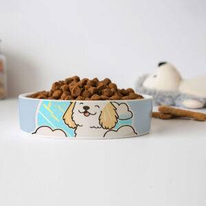 Happy Dog Pet Bowl - Dog in Heaven Dog Bowl - Printed Pet Food Bowl Feeding Supplies Pets Supplies 